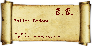 Ballai Bodony névjegykártya